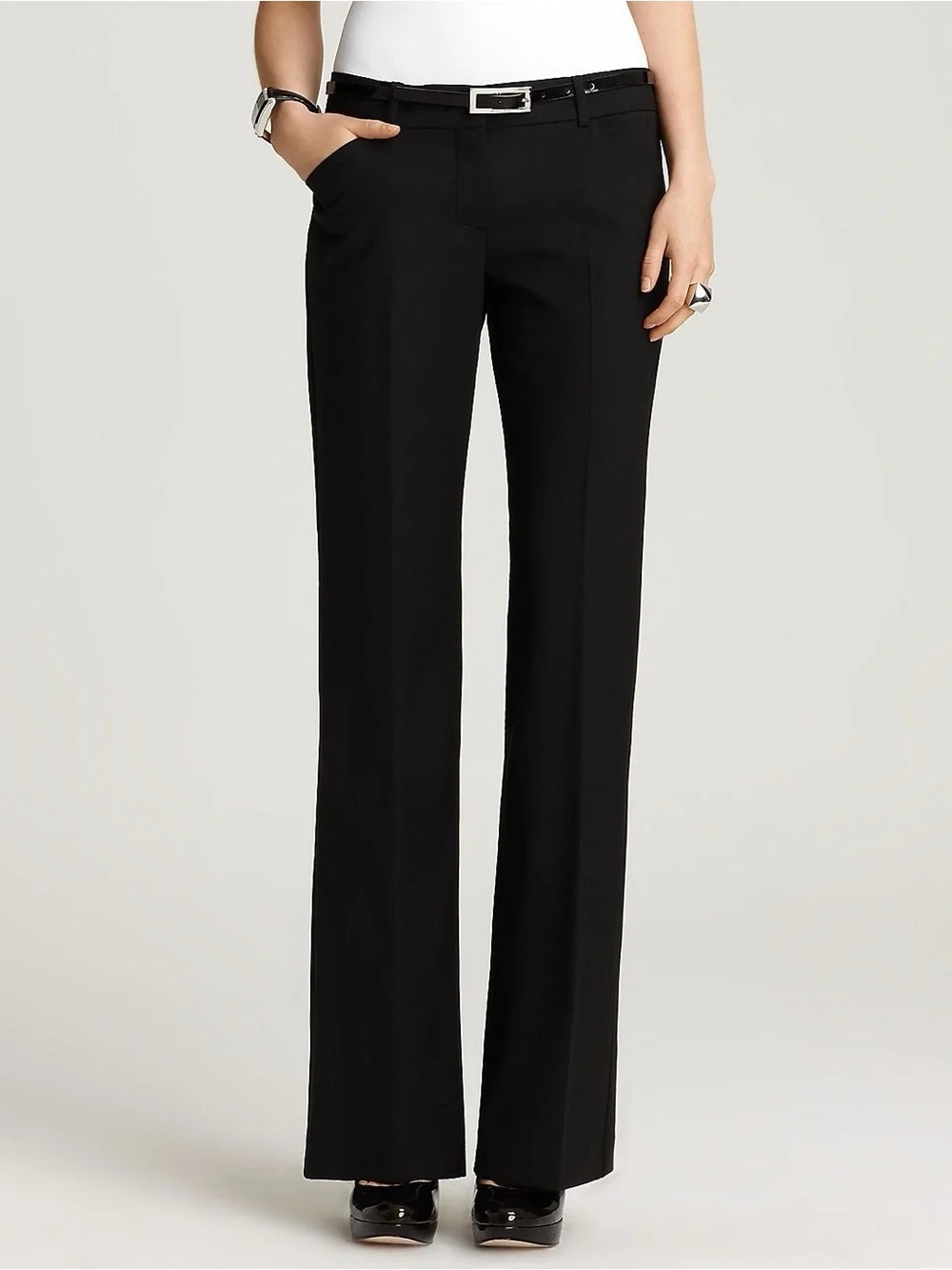 Theory Max C Hydric Stretch Wool Flare Dress Pants